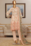 3 Pieces - Riwayat Unstitched Peach Embroided Lawn with Cutwork Chiffon Dupatta Suit