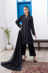 3 Pieces - Regalia Unstitched Black Print Lawn Suit