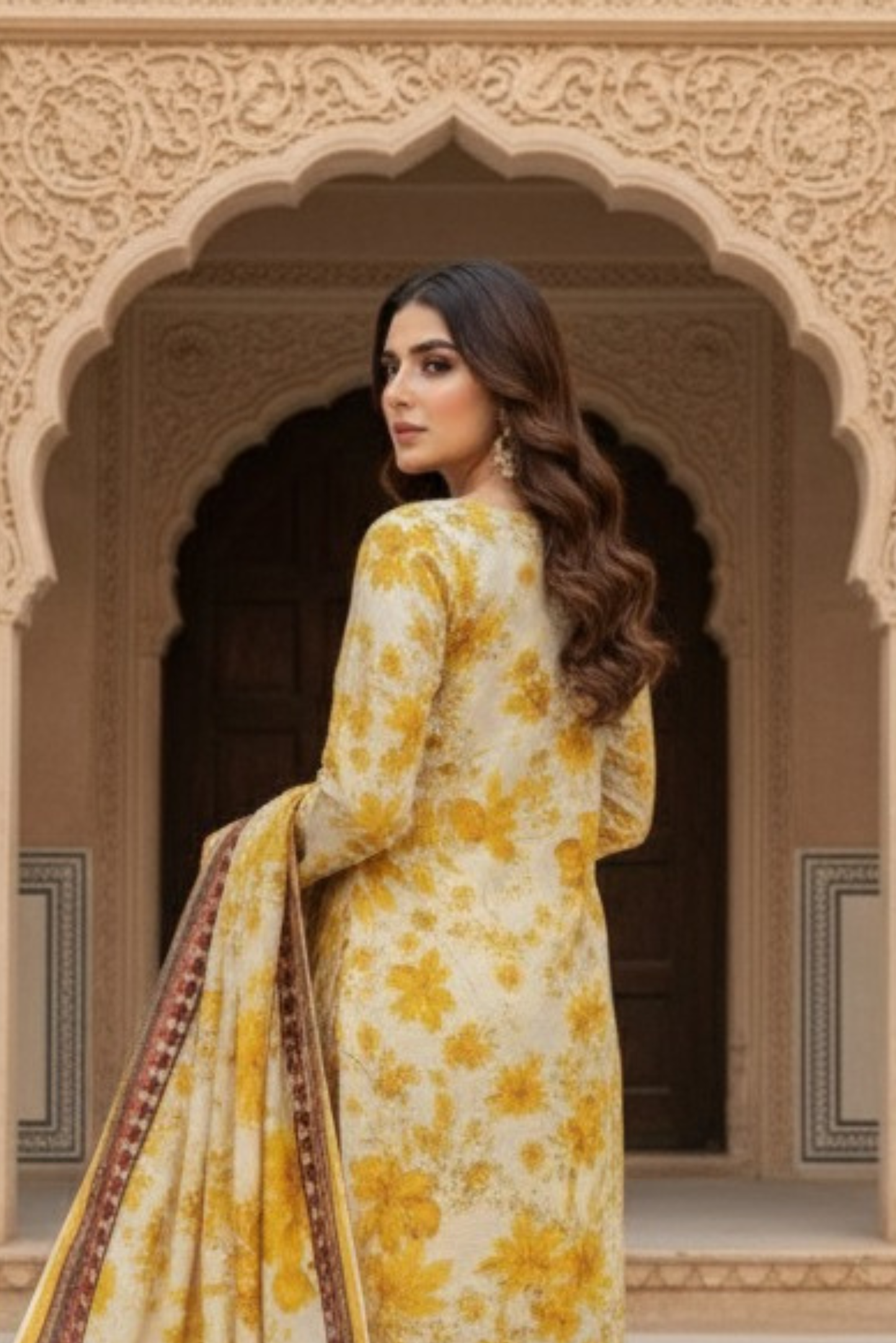 3 Pieces - Marooj Unstitched Yellow BanaDora Linen Suit