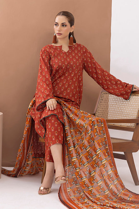 3 Pieces - Regalia Unstitched Carrot Printed Lawn Suit