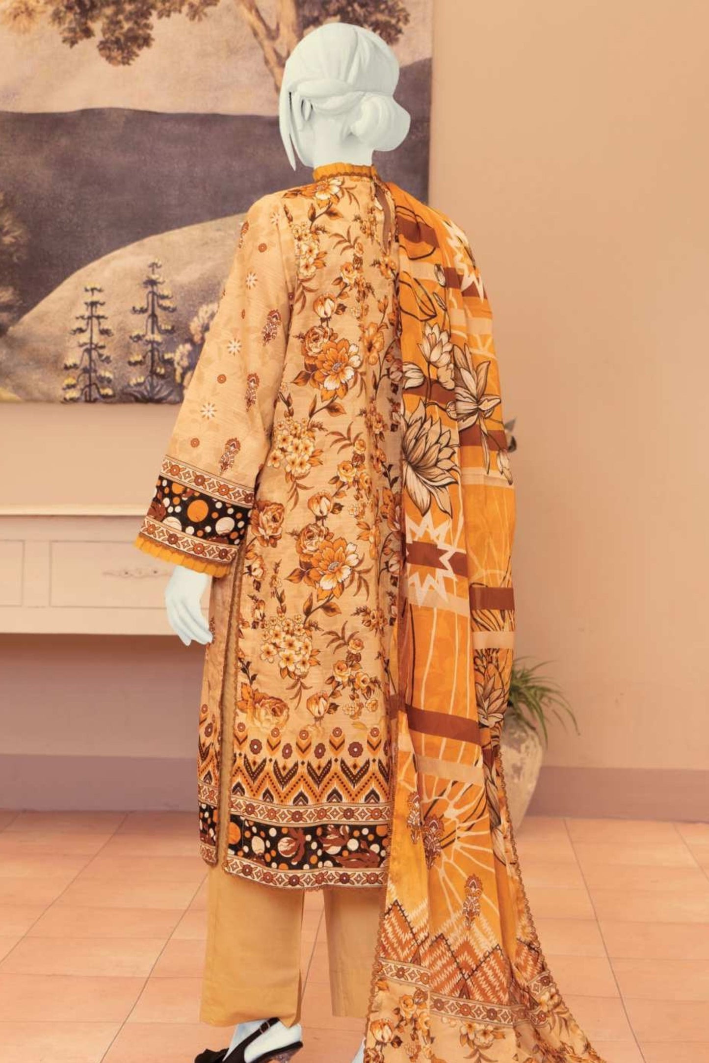 3 Pieces - Murashee Unstitched Pale Yellow Printed Lawn Suit