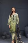 3 Pieces - Regalia Unstitched Sea Green Fancy Zari Dupatta Printed Shirt Lawn Suit