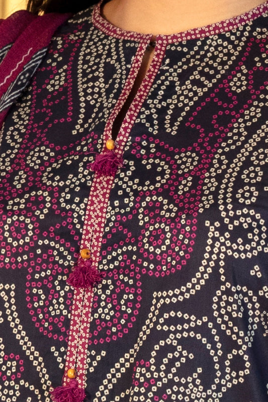 3 Pieces - Sapphire Unstitched Navy Blue Printed Lawn Suit