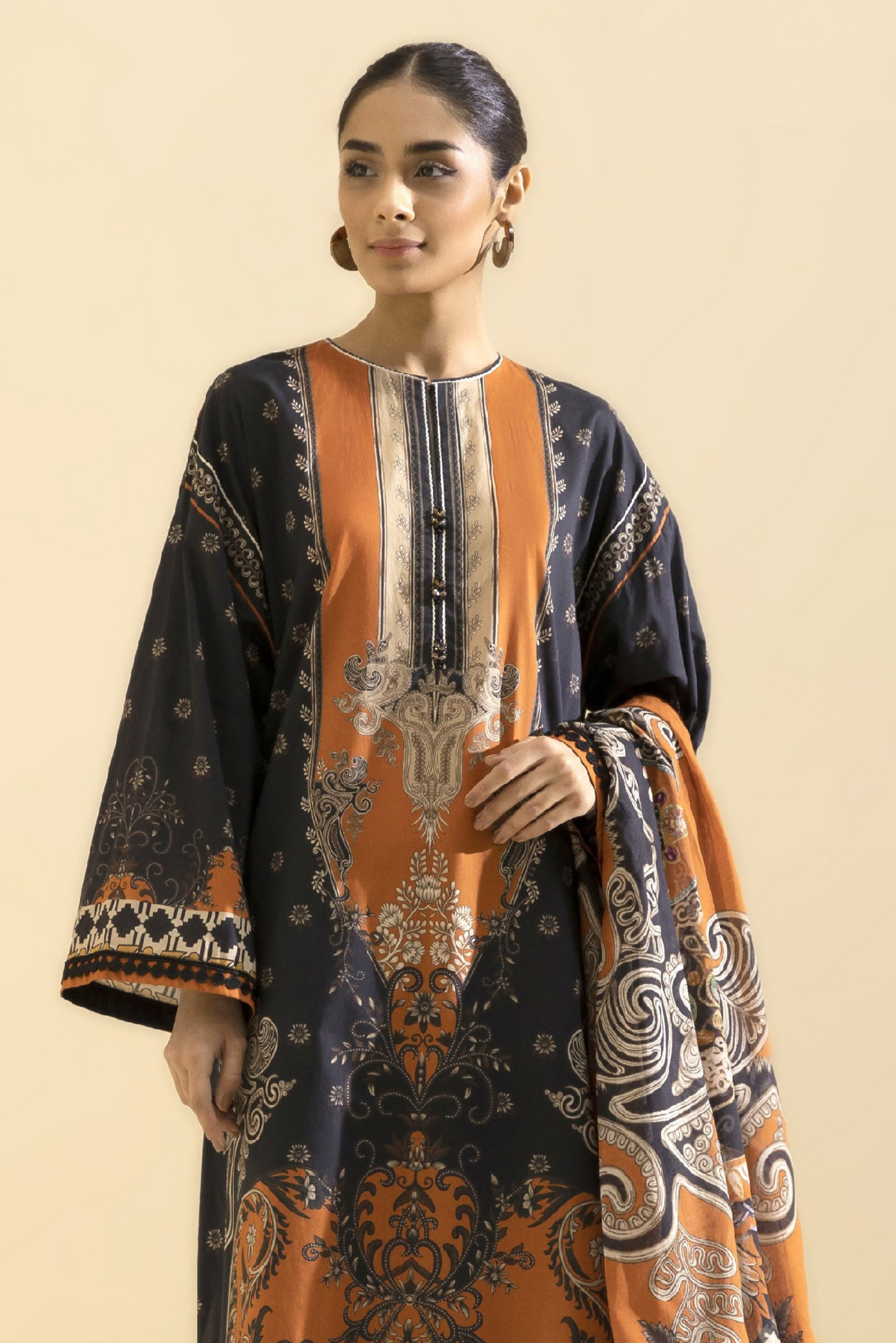 3 Pieces - Sapphire Unstitched Black Printed Lawn Suit