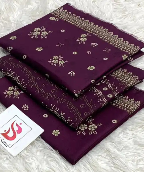3 Pieces - Bin Saeed Unstitched Dark Purple Ladies Lawn Suit