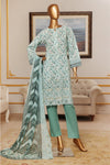 3 Pieces - Riwayat Unstitched Sea Green Embroided Lawn with Cutwork Chiffon Dupatta Suit