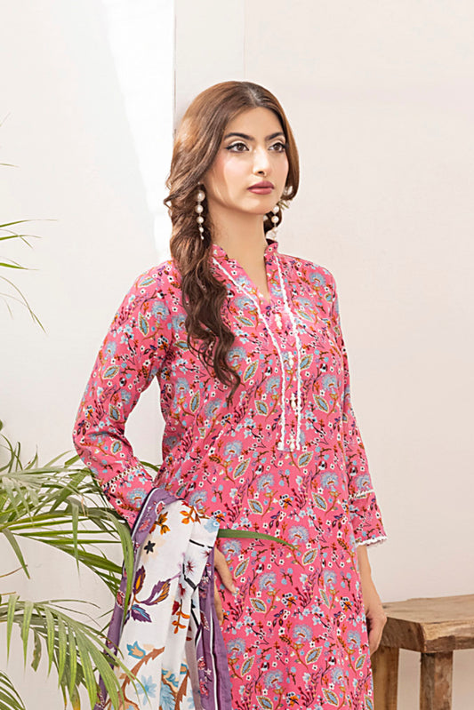 3 Pieces - Regalia Unstitched Pink Printed Lawn Suit