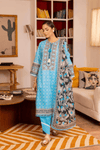 3 Pieces - GulAhmad Unstitched Blue Printed Lawn Suit