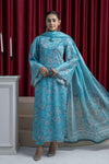 3 Pieces - B&C Unstitched Firozi Printed Lawn Suit