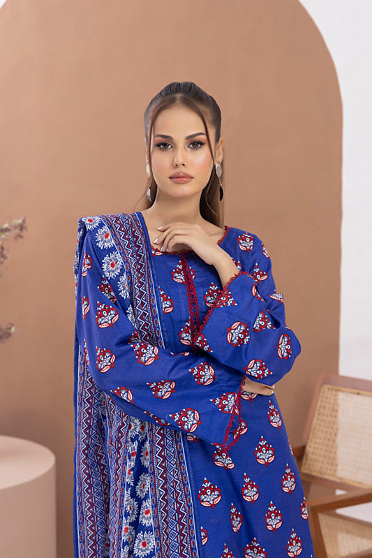3 Pieces - Regalia Unstitched Royal Blue Printed Lawn Suit
