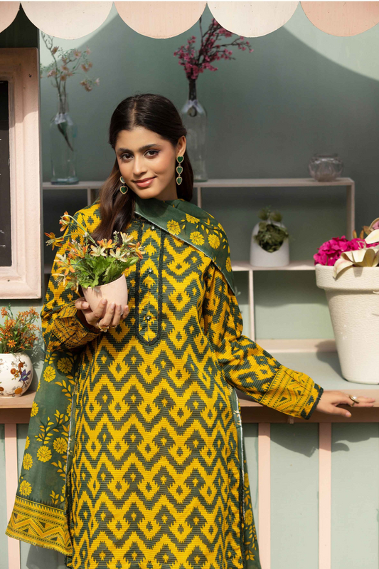 3 Pieces - Haya By Legends Unstitched Yellow Printed Lawn Suit
