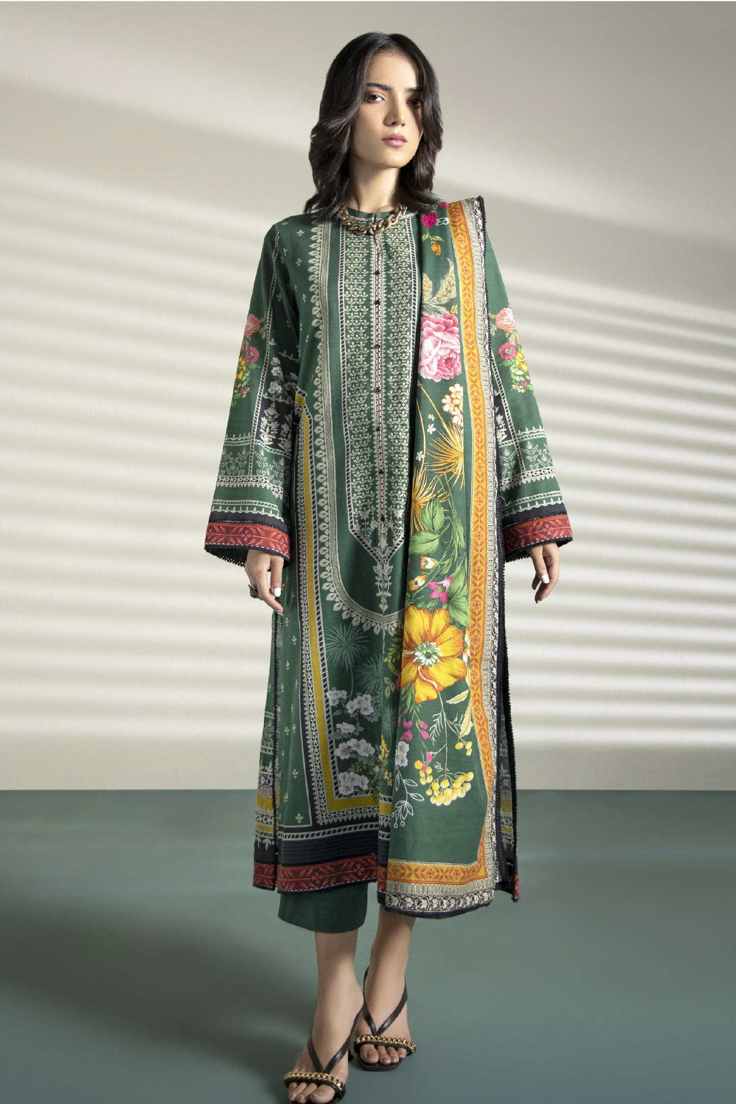 3 Pieces - Sapphire Unstitched Green Printed Lawn Suit