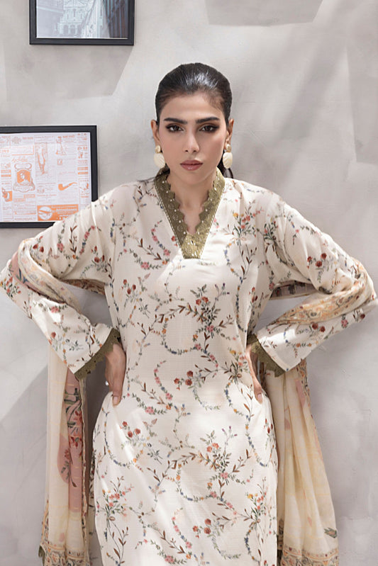 3 Pieces - Regalia Unstitched Skin Jscquard Cambric Suit