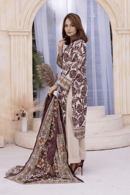 3 Pieces - Janan Unstitched Cream Printed Lawn Suit