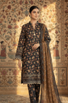 3 Pieces - Safina Unstitched Black Printed Khaddar Suit