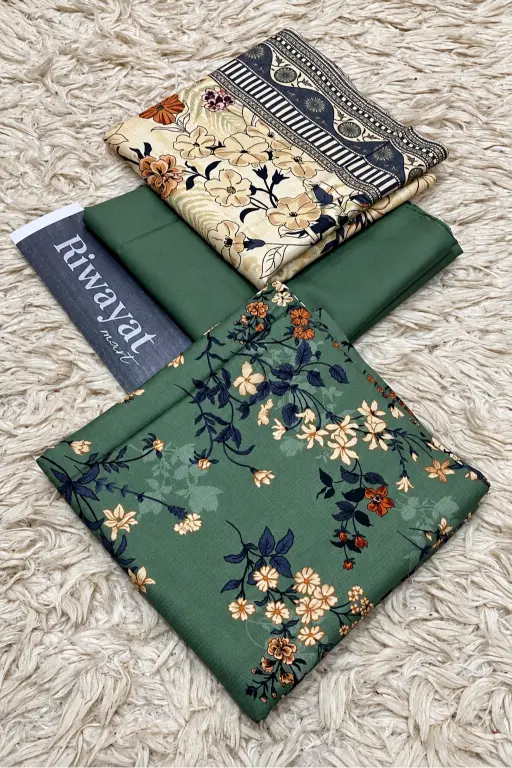 3 Pieces - Riwayat Unstitched Sea-Green Dobby Viscose Suit