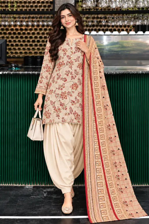3 Piece -Bella By Zainab Chottani Printed Unstitched Skin khaddar Suit