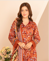 3 Piece - Mahi Unstitched Peach Brown Ladies Print Lawn Suit