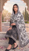 3 Pieces - Sohni Dharti Unstitched Black And White Lawn Suit