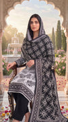 3 Pieces - Sohni Dharti Unstitched Black And White Lawn Suit