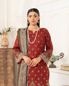 3 Piece - Junoon Unstitched Maroon Ladies Print Lawn Suit