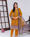 3 Piece - Mojoberry Unstitched Yellow Ladies Banadora Print Lawn Suit