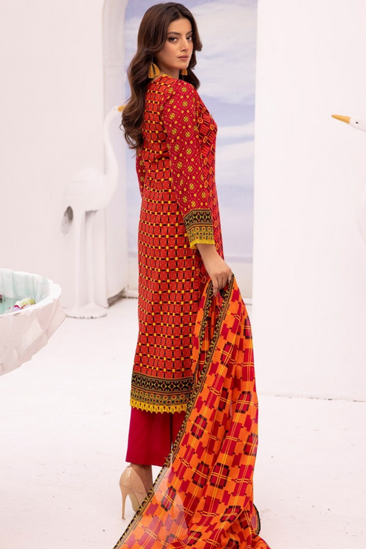 3 Pieces - Haya By Legends Unstitched Carrot Lawn Suit