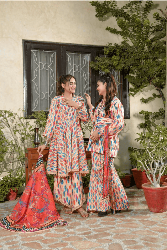3 Pieces - Murashee Unstitched Light Peach Printed Lawn Suit