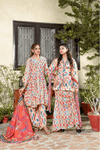 3 Pieces - Murashee Unstitched Light Peach Printed Lawn Suit
