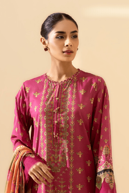 3 Pieces - Sapphire Unstitched Redish Pink Printed Lawn Suit