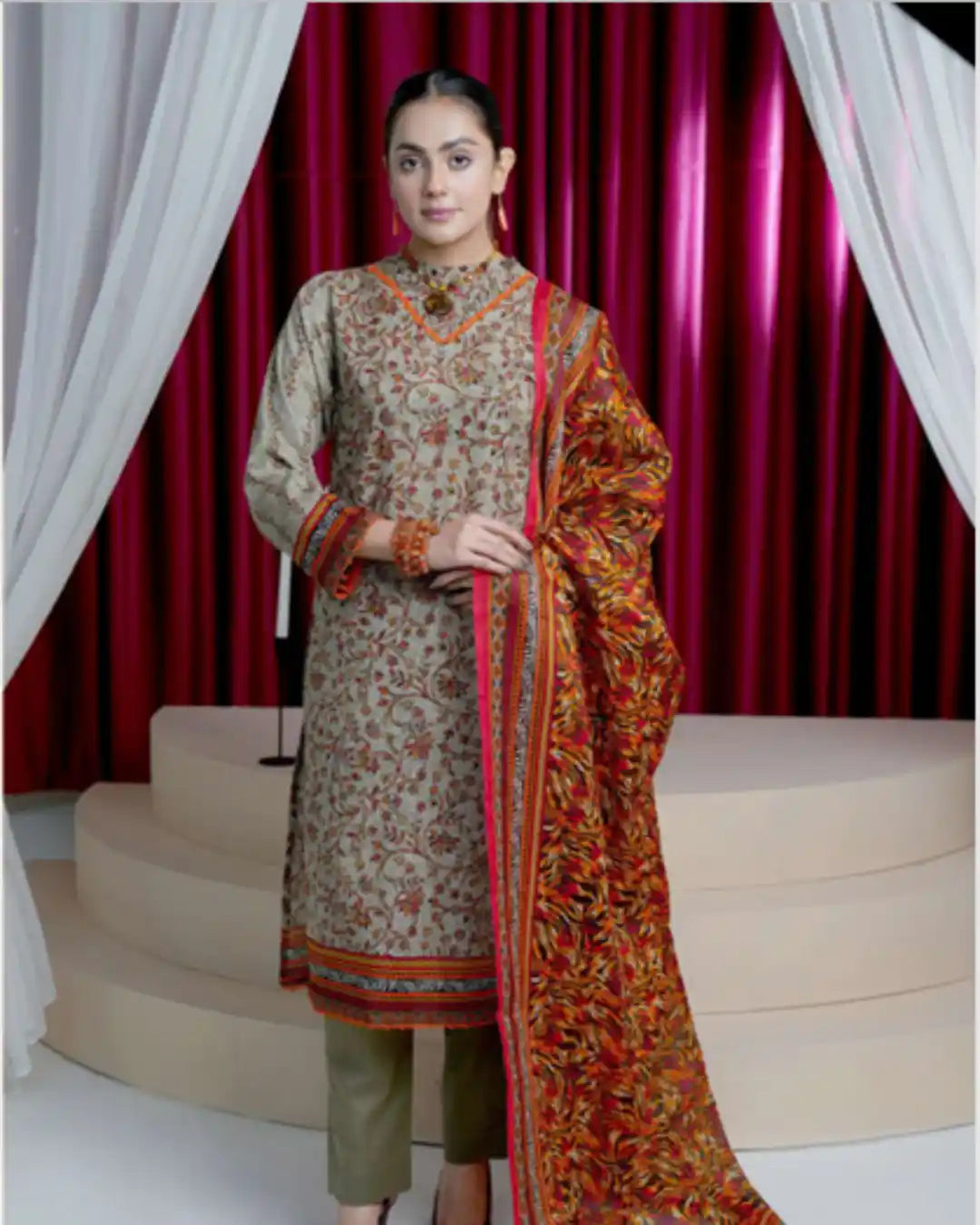 3 Piece - Arfa Unstitched Beach Ladies Transliminor Magic Print Lawn Suit
