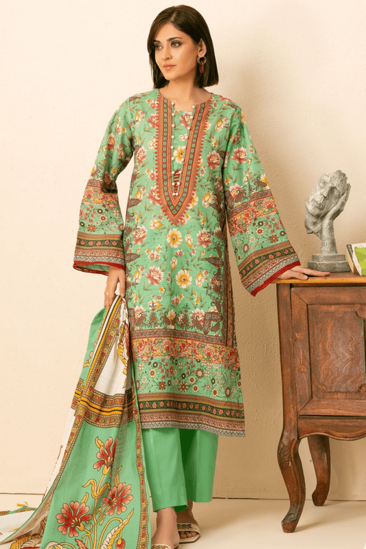 3 Pieces - GulAhmed Unstitched Parrot Printed Khaddar Suit