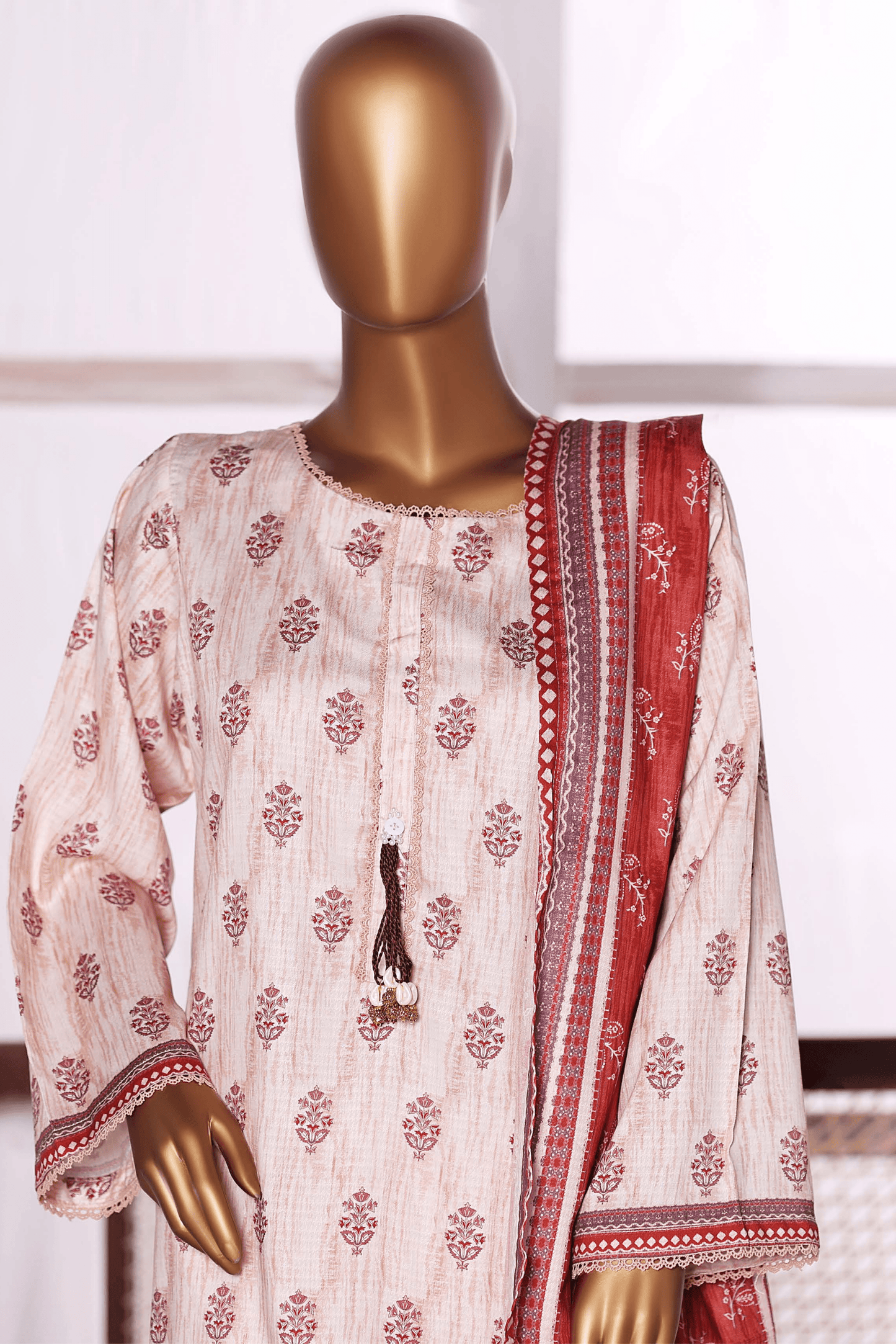 3 Pieces - Riwayat Unstitched Off White Dobby Viscose Suit