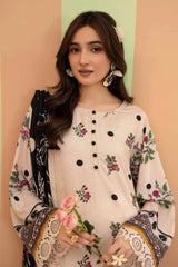 3 Pieces - Raabi  Unstitched Skin Printed Ladies Linen Suit