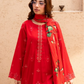 3 Piece - Gold Unstitched Red Embroidered Lawn Suit