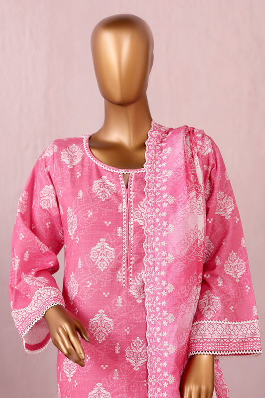 3 Pieces - Riwayat Unstitched Pink Embroidered Dupatta & Embroidered Shirt Suit