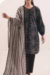 3 Pieces - Saya Unstitched Black Printed Khaddar Suit