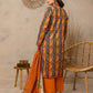 3 Pieces - Regalia Unstitched Orange Fancy Zari Dupatta Printed Shirt Lawn Suit