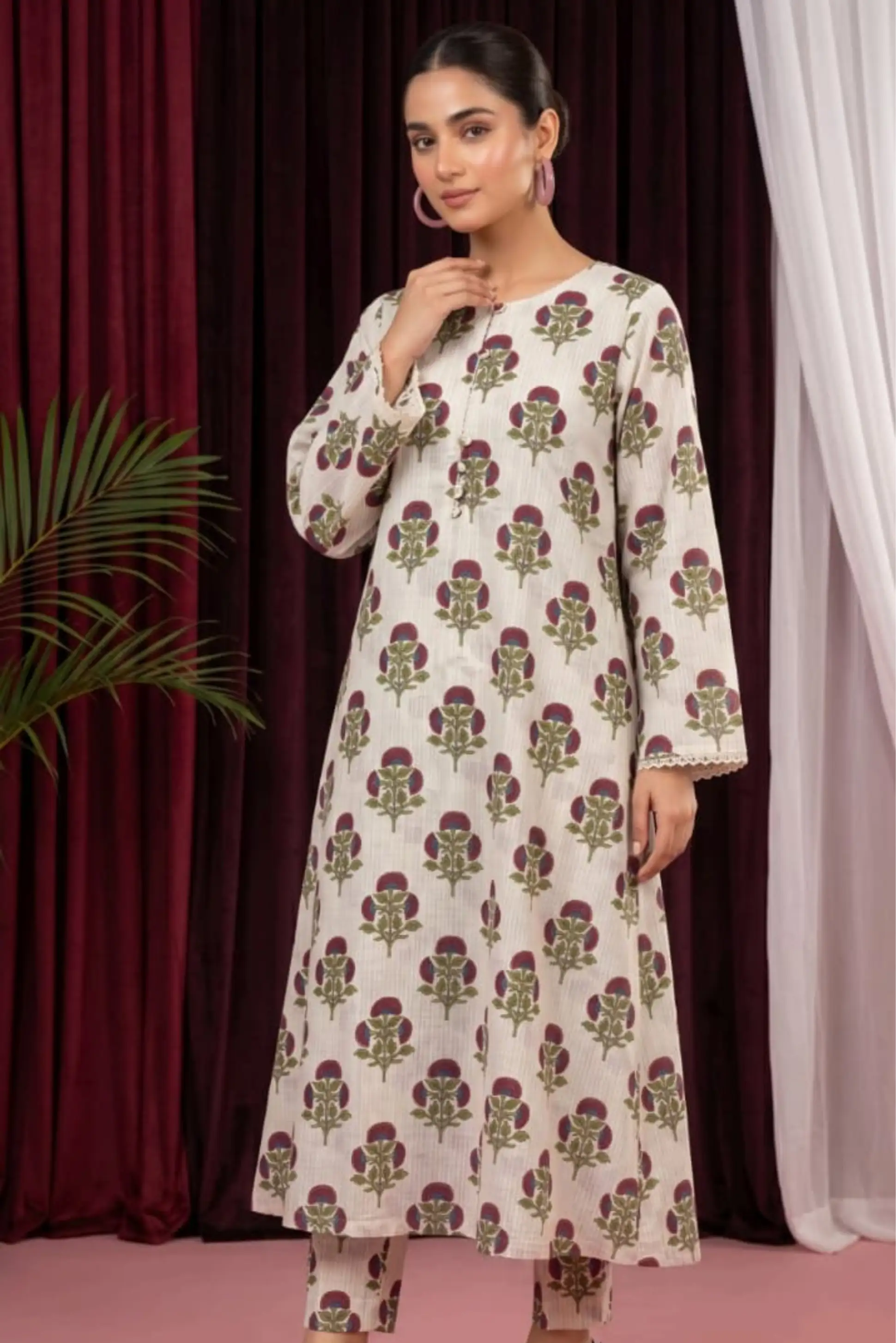 2 Piece- Sohni Dharti Unstitched Off-White Ladies Lawn Suit