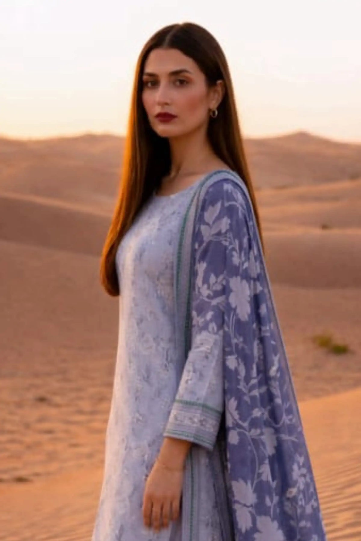 3 Pieces - Janan Unstitched Sky Blue Printed Lawn Suit