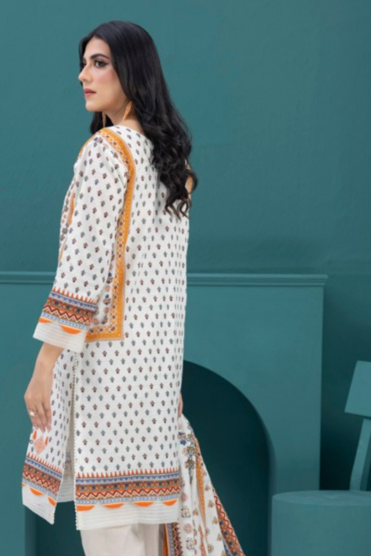 3 Pieces - Regalia Stitched Off White Printed Khaddar Suit