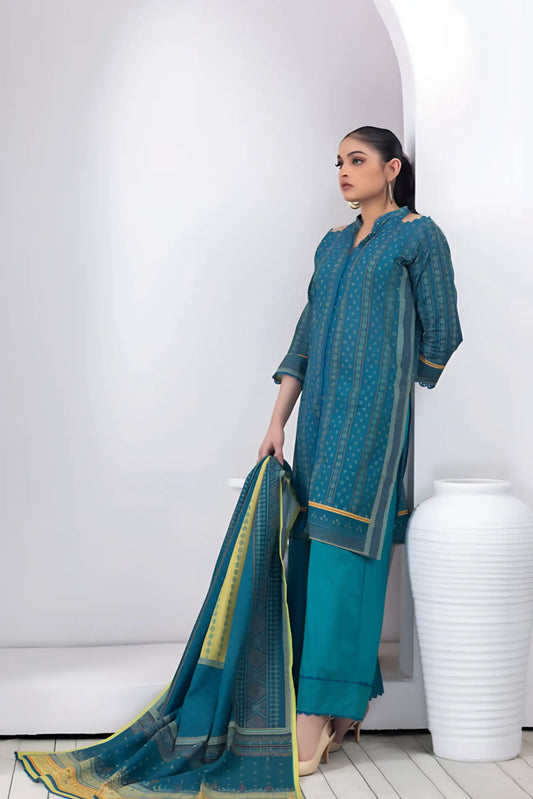 3 Pieces - Regalia Stitched Zinc Printed Khaddar Suit