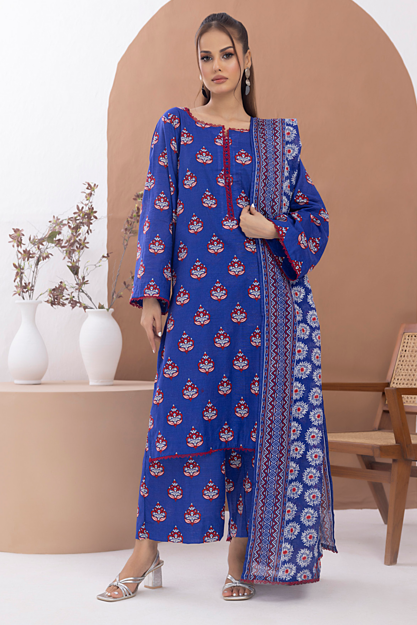 3 Pieces - Regalia Unstitched Royal Blue Printed Lawn Suit