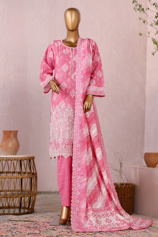 3 Pieces - Riwayat Unstitched Pink Embroidered Dupatta & Embroidered Shirt Suit