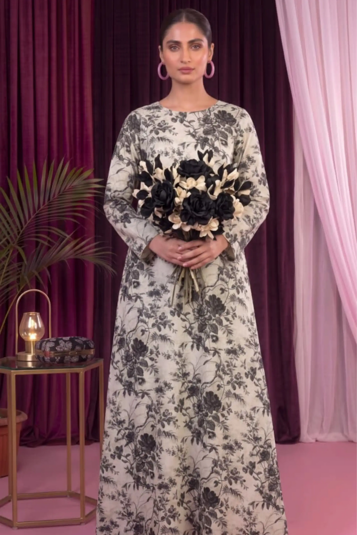 2 Piece- Sohni Dharti Unstitched Cream Ladies Lawn Suit