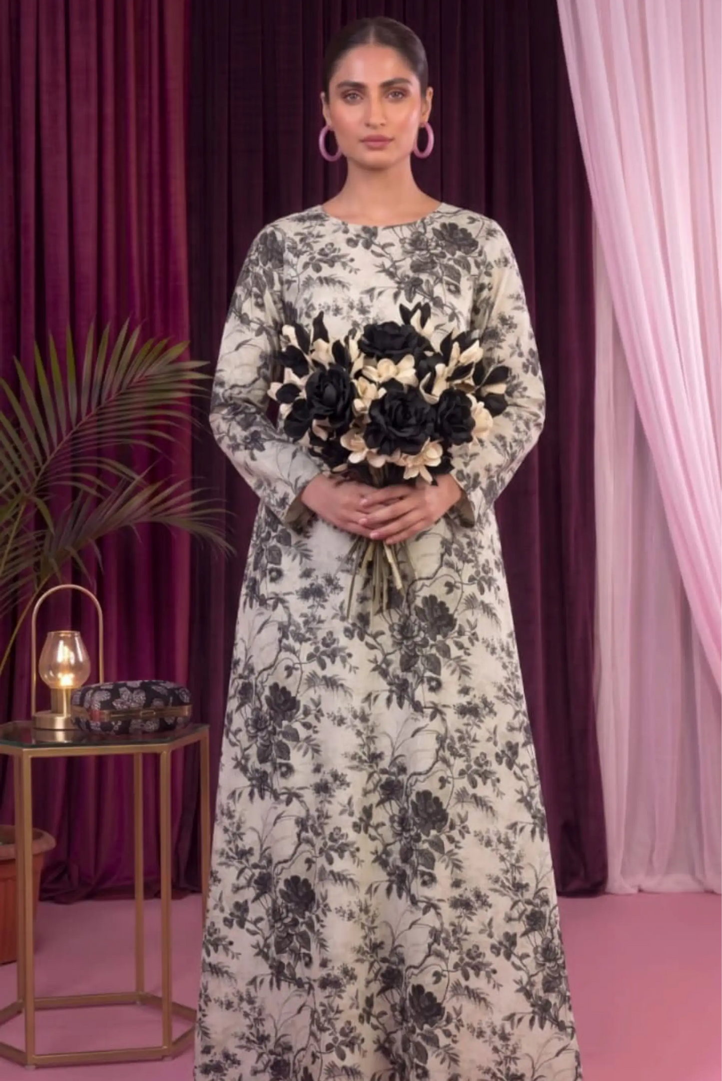 2 Piece- Sohni Dharti Unstitched Cream Ladies Lawn Suit