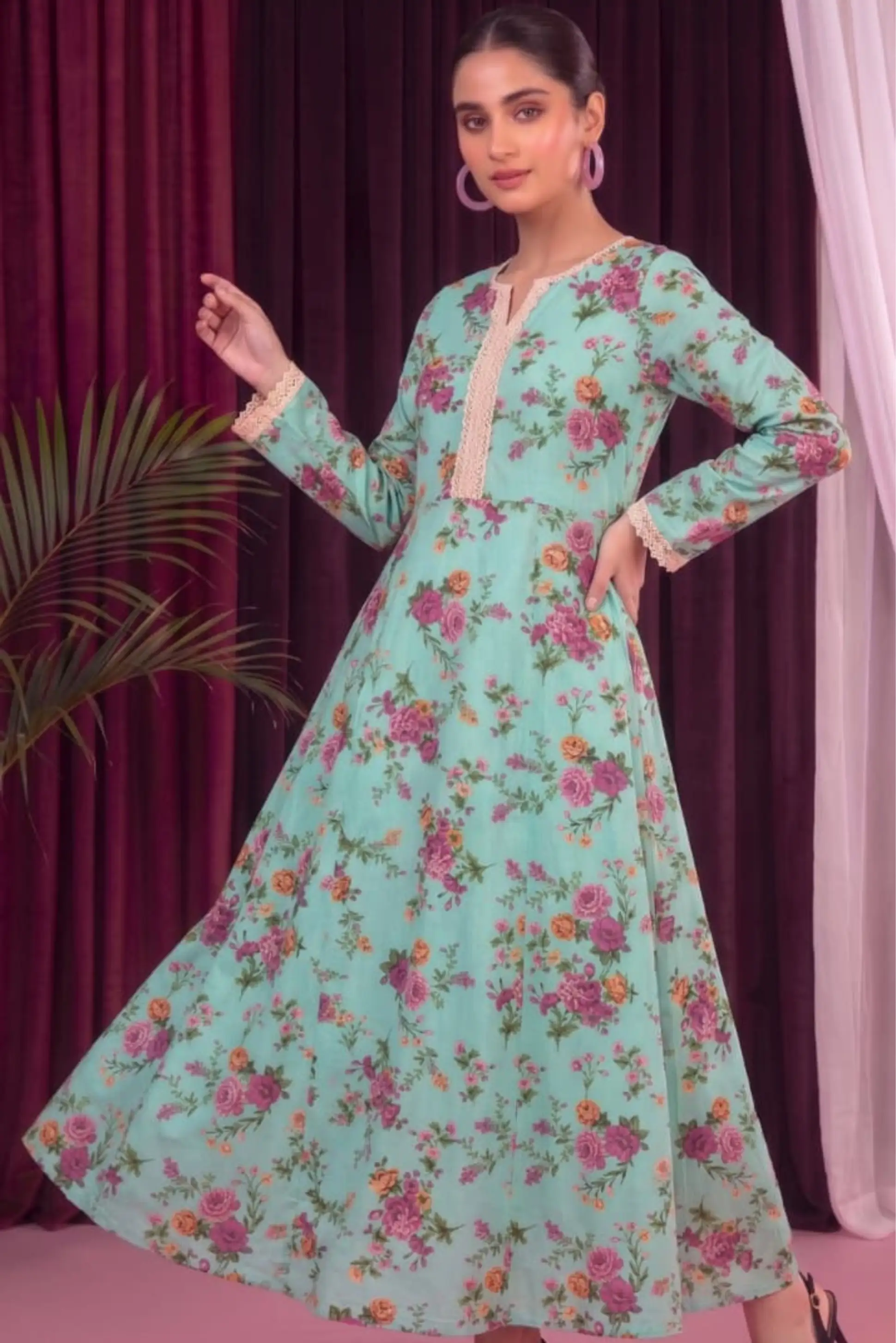 2 Piece- Sohni Dharti Unstitched Mint Green Ladies Lawn Suit