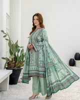 3 Pieces - Marooj Unstitched Sea Green BanaDora Linen Suit