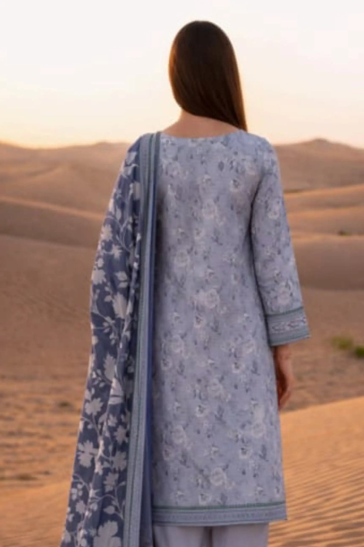 3 Pieces - Janan Unstitched Sky Blue Printed Lawn Suit
