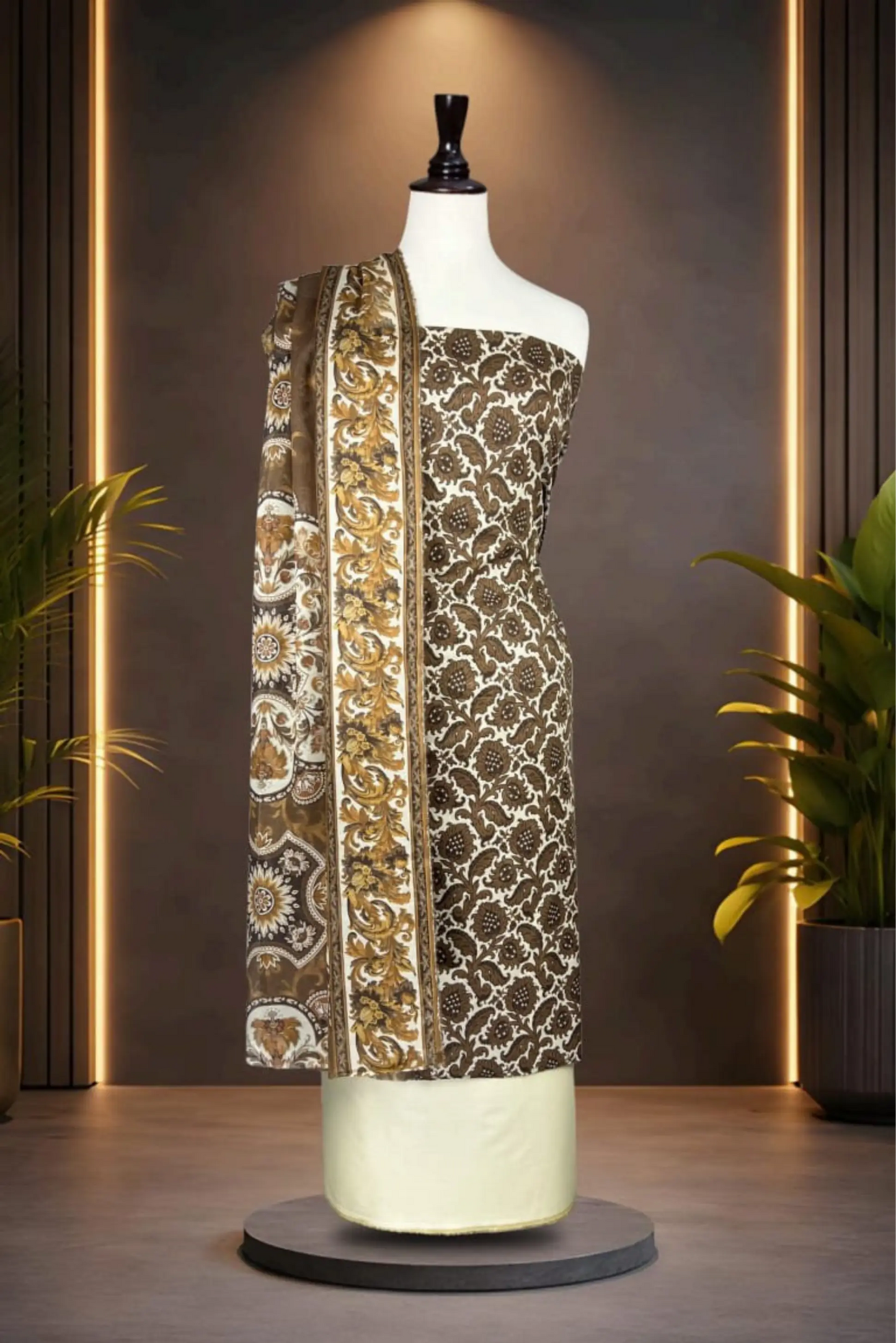 3 Pieces -Rijja By Mursahe  Unstitched Skin Ladies Lawn Suit